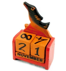 Вечный календарь «Рыба» дерево красная (15×10×5 см) купить в интернет магазине подарков ПраздникШоп