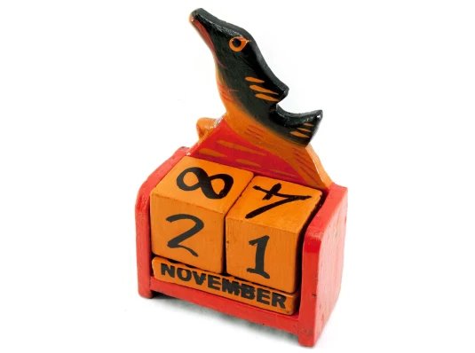 Вечный календарь «Рыба» дерево красная (15×10×5 см) купить в интернет магазине подарков ПраздникШоп