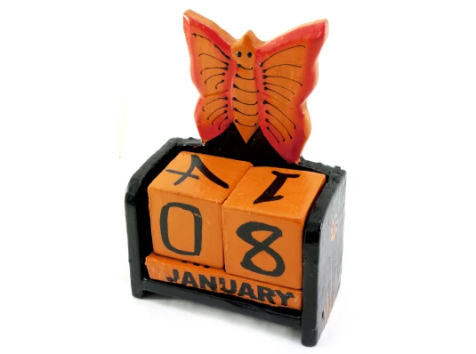 Вечный календарь «Бабочка» дерево черная (15×10×5 см) купить в интернет магазине подарков ПраздникШоп