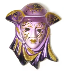 Маска керамическая «Венеция» фиолетовая (12.5×11×5 см) (уп/6 шт.) купить в интернет магазине подарков ПраздникШоп