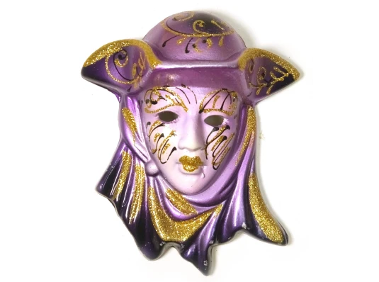 Маска керамическая «Венеция» фиолетовая (12.5×11×5 см) (уп/6 шт.) купить в интернет магазине подарков ПраздникШоп
