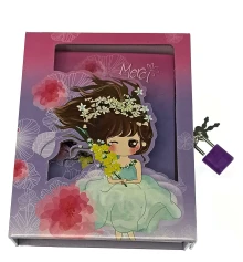 Блокнот с замком для девочек сиреневый (2 ключа) (16.5×13×3.5 см) купить в интернет магазине подарков ПраздникШоп