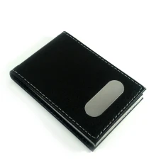 Визитница черная кожаная с магнитным замком на 15 визиток (9×6.5×1.5 см) купить в интернет магазине подарков ПраздникШоп
