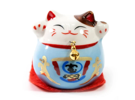 Кошка Манэки-нэко голубая (5×5×5 см) купить в интернет магазине подарков ПраздникШоп