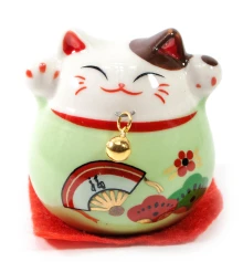 Кошка Манэки-нэко зеленая (5×5×5 см) купить в интернет магазине подарков ПраздникШоп