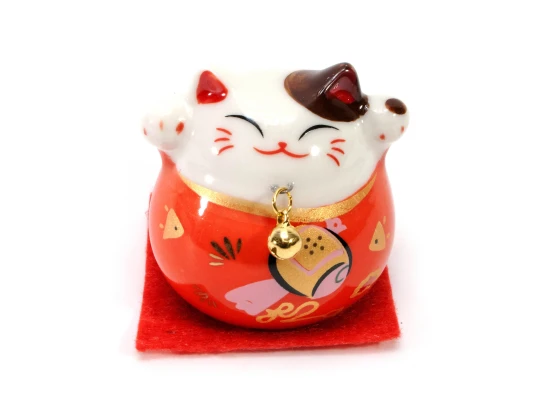 Кошка Манэки-нэко оранжевая (5×5×5 см) купить в интернет магазине подарков ПраздникШоп