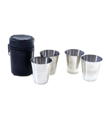 4 рюмки в чехле нерж.ст.201 (30 мл) (7×4.5×4.5 см) купить в интернет магазине подарков ПраздникШоп