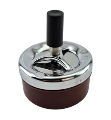 Пепельница с крышкой «Юла» коричневая (d-8 см h-9 см) купить в интернет магазине подарков ПраздникШоп