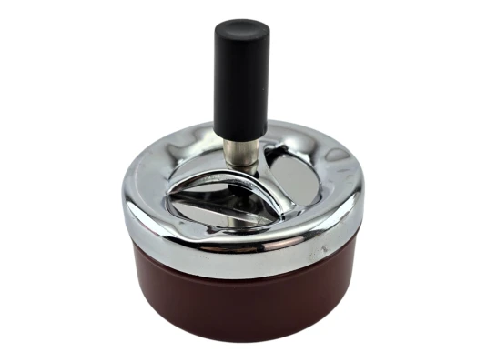 Пепельница с крышкой «Юла» коричневая (d-8 см h-9 см) купить в интернет магазине подарков ПраздникШоп