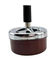 Пепельница с крышкой «Юла» коричневая (d-8 см h-9 см) купить в интернет магазине подарков ПраздникШоп