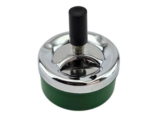 Пепельница с крышкой «Юла» зеленая (d-8 см h-9 см) купить в интернет магазине подарков ПраздникШоп
