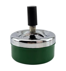 Пепельница с крышкой «Юла» зеленая (d-8 см h-9 см) купить в интернет магазине подарков ПраздникШоп