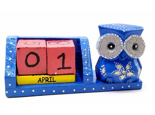 Вечный календарь «Сова» деревянный (12×6.5×4 см) купить в интернет магазине подарков ПраздникШоп