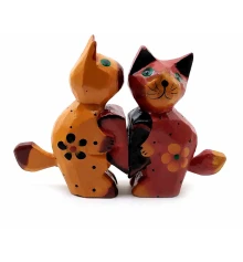 Кошки пара с сердечком дерево (10×7×3 см) купить в интернет магазине подарков ПраздникШоп