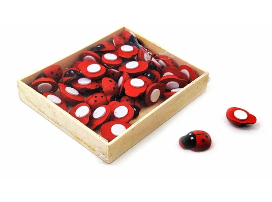 Божьи коровки наклейки деревянные (набор 40 шт.) (2×1×1 см) купить в интернет магазине подарков ПраздникШоп