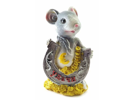 Мышка с подковой копилка (13×9×6 см) B купить в интернет магазине подарков ПраздникШоп