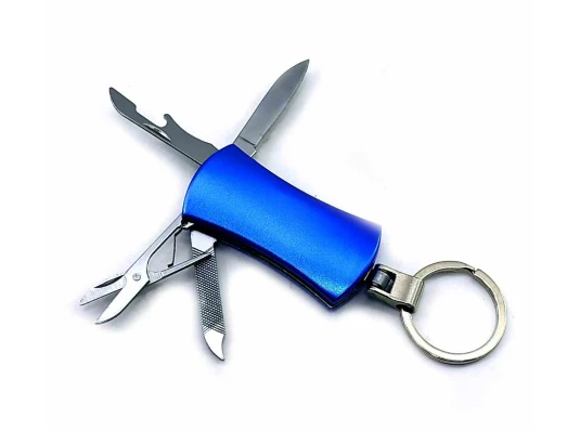 Нож-брелок маникюрный набор синий (4 в 1) (10×3×1.5 см) купить в интернет магазине подарков ПраздникШоп