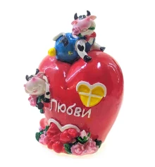 Коровы на сердце копилка (11×8×6 см) A купить в интернет магазине подарков ПраздникШоп
