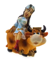 Корова с девушкой копилка (12×11×4 см) купить в интернет магазине подарков ПраздникШоп