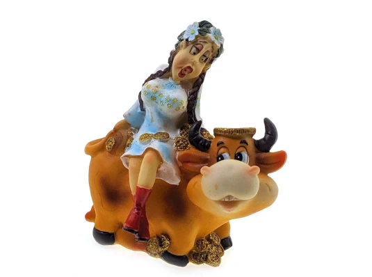 Корова с девушкой копилка (12×11×4 см) купить в интернет магазине подарков ПраздникШоп