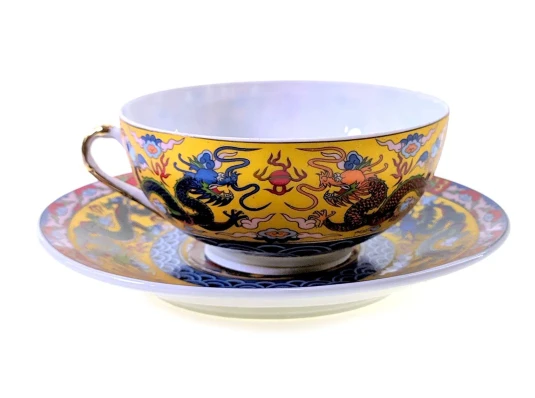Чашка+блюдце фарфор (150мл) (SBS1007-4) «Драконы» (h-4.5 см купить в интернет магазине подарков ПраздникШоп