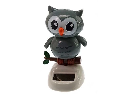Сова танцующая на солнечной батарее серая (Flip Flap) (10.5×6×6 см) купить в интернет магазине подарков ПраздникШоп