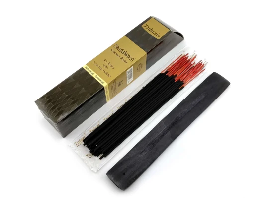 Sandalwood 40 Stiks with Incense Holder (Благовония 40 штук с деревянной подставкой) (Tulasi) купить в интернет магазине подарков ПраздникШоп