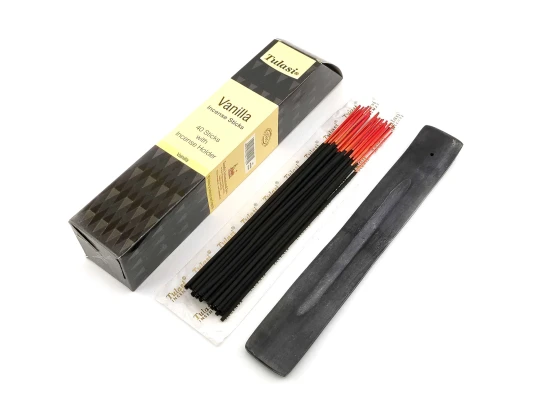 Vanilla 40 Stiks with Incense Holder (Благовония 40 штук с деревянной подставкой) (Tulasi) купить в интернет магазине подарков ПраздникШоп