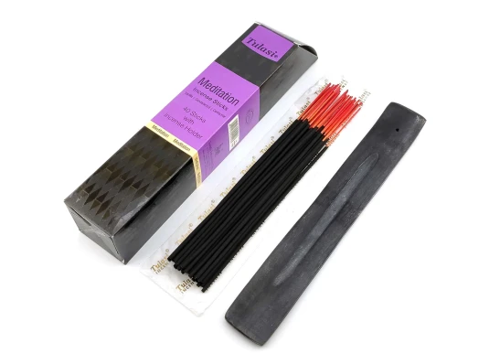 Meditation 40 Stiks with Incense Holder (Благовония 40 штук с деревянной подставкой) (Tulasi) купить в интернет магазине подарков ПраздникШоп