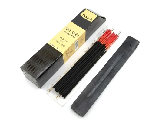 Palo Santo 40 Stiks with Incense Holder (Благовония 40 штук с деревянной подставкой) (Tulasi) купить в интернет магазине подарков ПраздникШоп