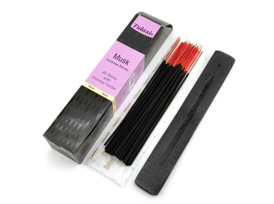 Musk 40 Stiks with Incense Holder (Благовония 40 штук с деревянной подставкой) (Tulasi) купить в интернет магазине подарков ПраздникШоп