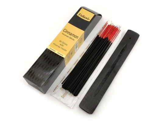 Cinnamon 40 Stiks with Incense Holder (Благовония 40 штук с деревянной подставкой) (Tulasi) купить в интернет магазине подарков ПраздникШоп