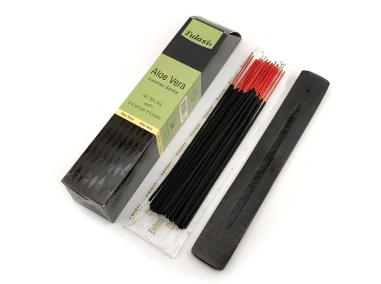 Aloe Vera 40 Stiks with Incense Holder (Благовония 40 штук с деревянной подставкой) (Tulasi) купить в интернет магазине подарков ПраздникШоп