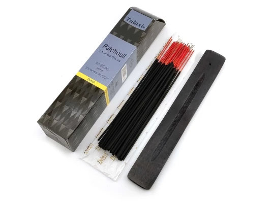 Patchouli 40 Stiks with Incense Holder (Благовония 40 штук с деревянной подставкой) (Tulasi) купить в интернет магазине подарков ПраздникШоп