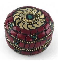 Шкатулка металлическая с кораллами и бирюзой (h-3.2 купить в интернет магазине подарков ПраздникШоп