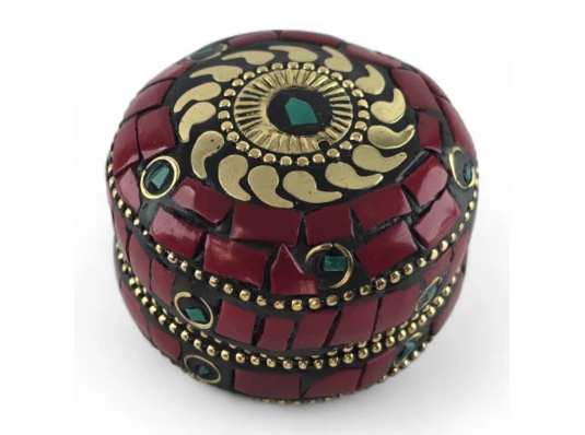 Шкатулка металлическая с кораллами и бирюзой (h-3.2 купить в интернет магазине подарков ПраздникШоп