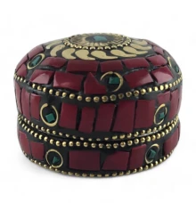 Шкатулка металлическая с кораллами и бирюзой (h-3.2 купить в интернет магазине подарков ПраздникШоп