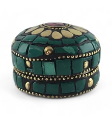 Шкатулка металлическая с кораллами и бирюзой (h-3.2 купить в интернет магазине подарков ПраздникШоп