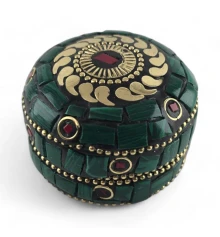 Шкатулка металлическая с кораллами и бирюзой (h-3.2 купить в интернет магазине подарков ПраздникШоп