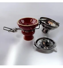 Чашка для кальяна керамическая с металлической крышкой коричневая (9×5.7 см) купить в интернет магазине подарков ПраздникШоп