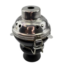 Чашка для кальяна керамическая с металлической крышкой черная (9×5.7 см) купить в интернет магазине подарков ПраздникШоп