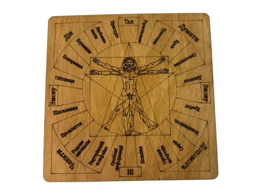 Таблица для работы с маятником «Магические воздействия» светлая на украинском языке (18×18×0.4 см) купить в интернет магазине подарков ПраздникШоп