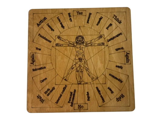 Таблица для работы с маятником «Магические воздействия» светлая на английском языке (18×18×0.4 см) купить в интернет магазине подарков ПраздникШоп