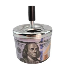 Пепельница с крышкой металлическая «100$» (d-9.5 см h-12 см) купить в интернет магазине подарков ПраздникШоп