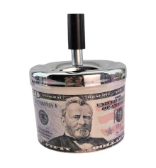 Пепельница с крышкой металлическая «50$» (d-9.5 см h-12 см) купить в интернет магазине подарков ПраздникШоп