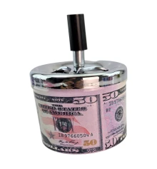 Пепельница с крышкой металлическая «50$» (d-9.5 см h-12 см) купить в интернет магазине подарков ПраздникШоп