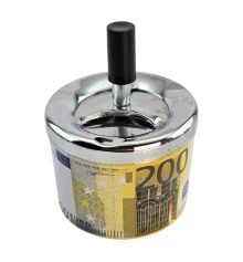 Пепельница с крышкой металлическая «200 Евро» (d-9.5 см h-12 см) купить в интернет магазине подарков ПраздникШоп