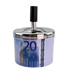 Пепельница с крышкой металлическая «20 Евро» (d-9.5 см h-12 см) купить в интернет магазине подарков ПраздникШоп