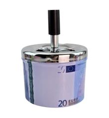 Пепельница с крышкой металлическая «20 Евро» (d-9.5 см h-12 см) купить в интернет магазине подарков ПраздникШоп
