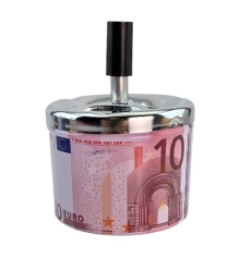 Пепельница с крышкой металлическая «10 Евро» (d-9.5 см h-12 см) купить в интернет магазине подарков ПраздникШоп